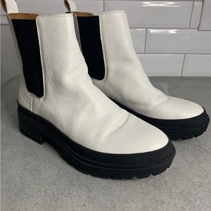 Lucky Brand LK-Ellerey Lug Chelsea Combat Boots Women’s 9.5M White Black Leather